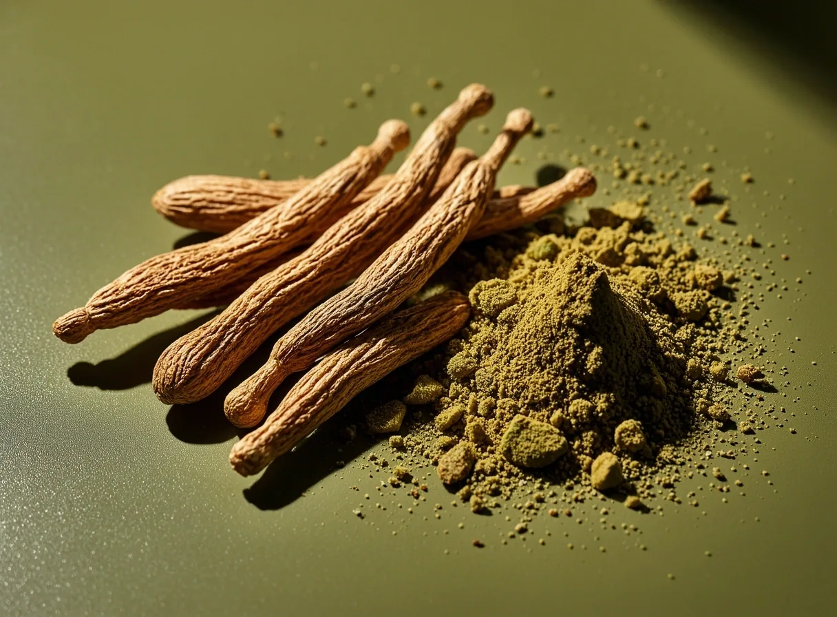Macro view of raw botanical ingredients for endurance support
